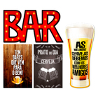 Kit 4 Placas Decorativas Com Frases Bar Cervejas Vintage