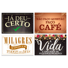 Kit 4 Placas Decorativas Motivacionais Frases Mdf 20x30 Cm