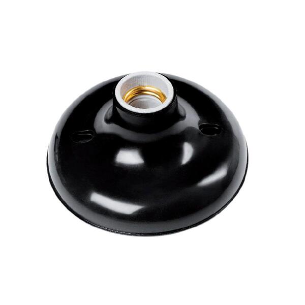 Kit 4 Plafon Redondo Com Bocal Porcelana Preto - Plaslumi