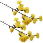 Kit 4 Plantas Artificiais Mamona Amarela Enfeite Jardim 70cm