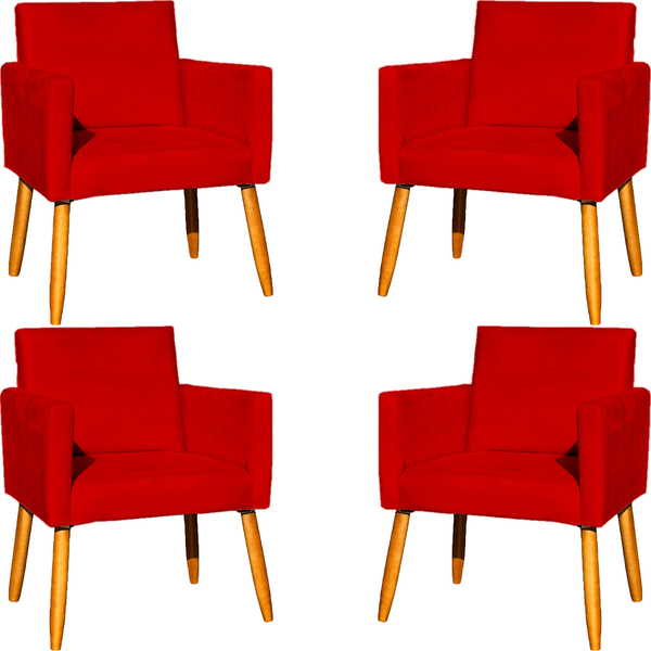 Kit 4 Poltrona Para Sala Recepção Consultório Cadeira Nina Su