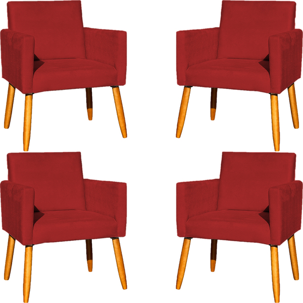 Kit 4 Poltrona Para Sala Recepção Consultório Cadeira Nina Su