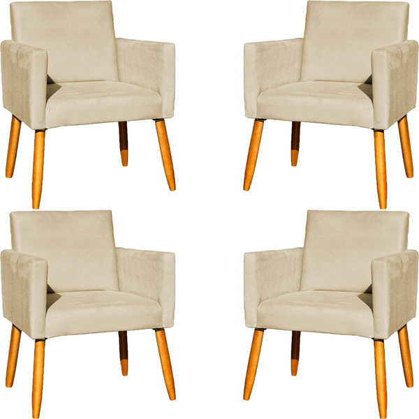 Kit 4 Poltrona Para Sala Recepção Consultório Cadeira Nina Su