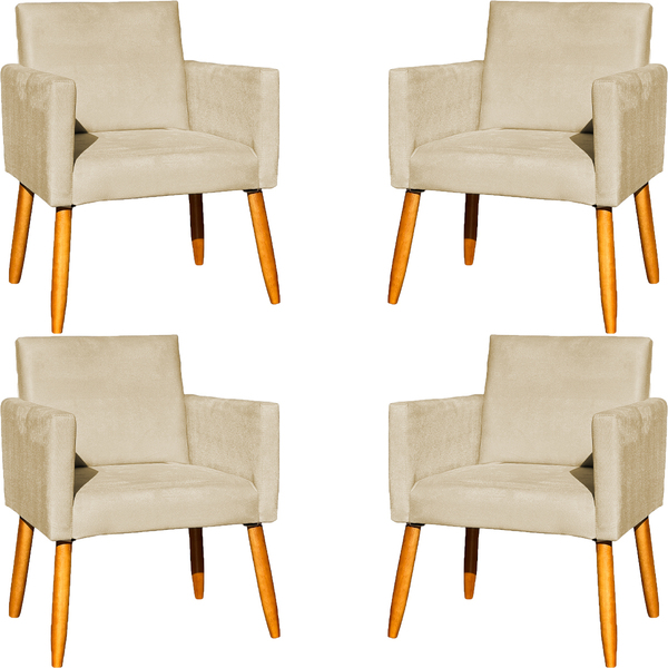 Kit 4 Poltrona Para Sala Recepção Consultório Cadeira Nina Su