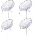 Kit 4 Poltronas Acapulco Rivatti Branca Estrutura Aço Assento