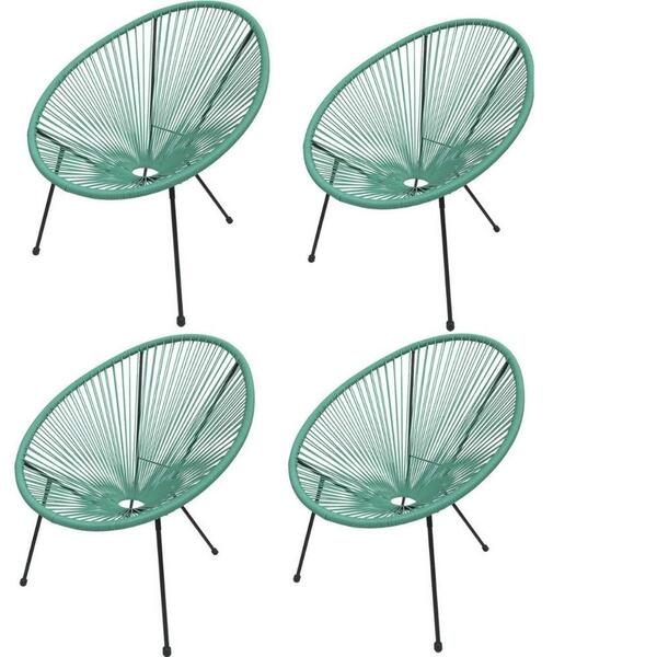 Kit 4 Poltronas Acapulco Rivatti Verde Turquesa Estrutura Aço