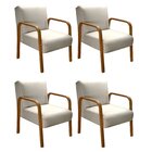 Kit 4 Poltronas Anita Conjunto Cadeiras Moderna Braço Madeira