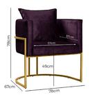 Kit 4 Poltronas Base De Metal Dourado Decorativas Luna Roxo