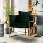 Kit 4 Poltronas Base De Metal Dourado Decorativas Luna Veludo