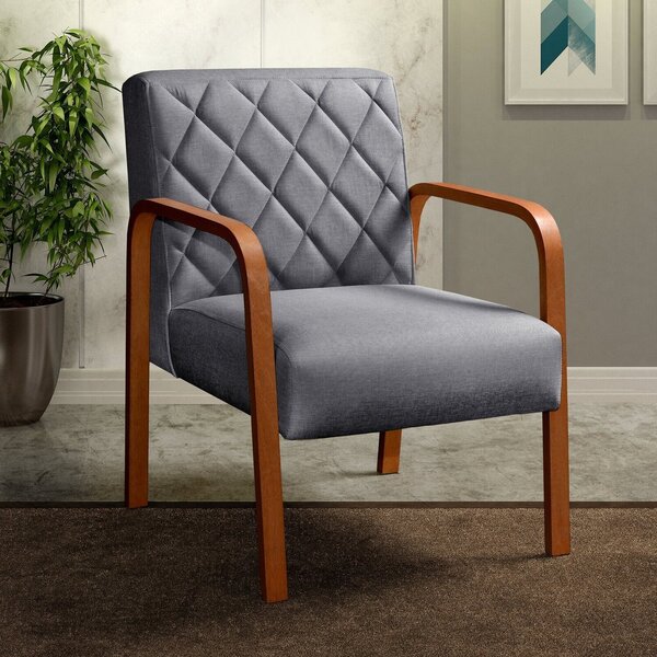 Kit 4 Poltronas Cadeira Decorativa Sala, Recepção Lara Cinza