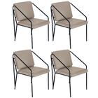 Kit 4 Poltronas Cadeiras Estofada Bergen Nórdico Escandinavo