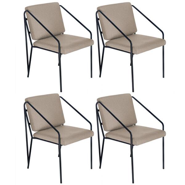 Kit 4 Poltronas Cadeiras Estofada Bergen Nórdico Escandinavo