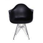 Kit 4 Poltronas Com Braço Base Cromada Eames Dkr  Preto/croma