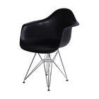 Kit 4 Poltronas Com Braço Base Cromada Eames Dkr  Preto/croma