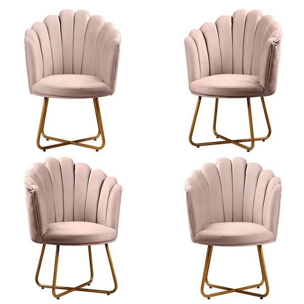 Kit 4 Poltronas Conchinha Pérola Base De Metal Decorativas Ve