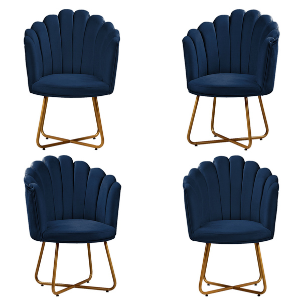 Kit 4 Poltronas Conchinha Pérola Base De Metal Decorativas Ve
