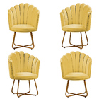 Kit 4 Poltronas Conchinha Pérola Base De Metal Decorativas Ve