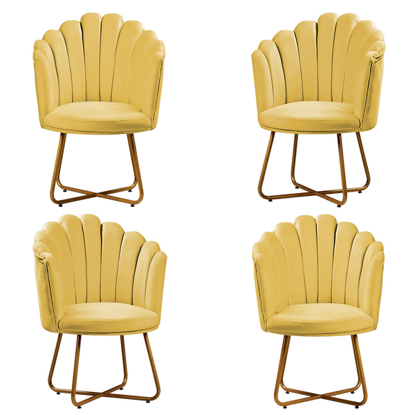 Kit 4 Poltronas Conchinha Pérola Base De Metal Decorativas Ve