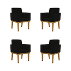 Kit 4 Poltronas Courino Cadeira Com Base Reforçada Pretas Pre