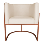 Kit 4 Poltronas Decorativa Cristal Base Bronze Veludo Bege/pu