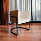 Kit 4 Poltronas Decorativa Cristal Base Preta Veludo Bege/pu