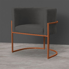 Kit 4 Poltronas Decorativa Luana Base Bronze Veludo Cinza - M