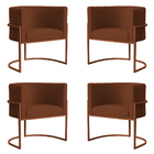 Kit 4 Poltronas Decorativa Luana Base Bronze Veludo Terracota