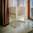 Kit 4 Poltronas Decorativa Luana Base Gold Pu Bege - Montanar