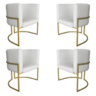 Kit 4 Poltronas Decorativa Luana Base Gold Pu Branco - Montan