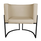 Kit 4 Poltronas Decorativa Luana Base Preta Pu Bege - Montana