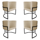 Kit 4 Poltronas Decorativa Luana Base Preta Pu Bege - Montana