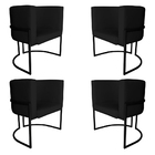 Kit 4 Poltronas Decorativa Luana Base Preta Pu Preto - Montan