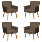 Kit 4 Poltronas Decorativa Para Sala De Estar Cecília Linho M