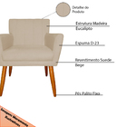 Kit 4 Poltronas Decorativa Para Sala De Estar Cecília Suede B