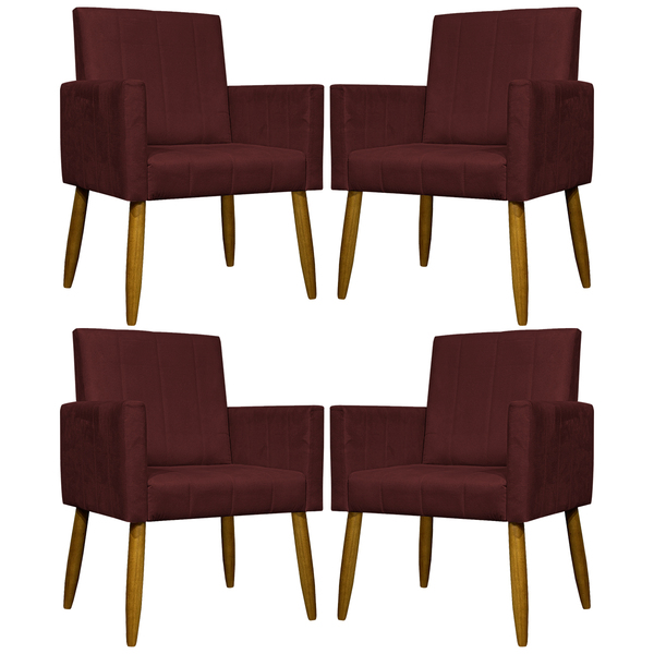 Kit 4 Poltronas Decorativa Para Sala Recepção Consultório Esc