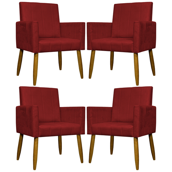 Kit 4 Poltronas Decorativa Para Sala Recepção Consultório Esc