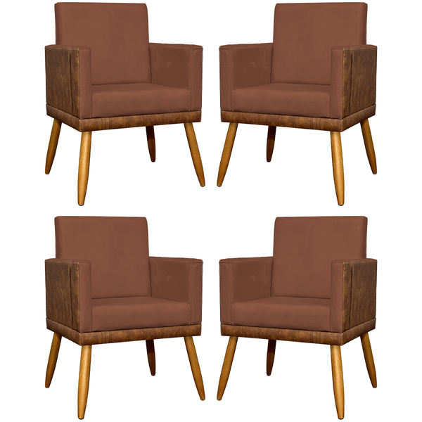 Kit 4 Poltronas Decorativa Para Sala Recepção Escritório Cons