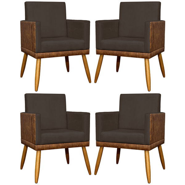 Kit 4 Poltronas Decorativa Para Sala Recepção Escritório Cons