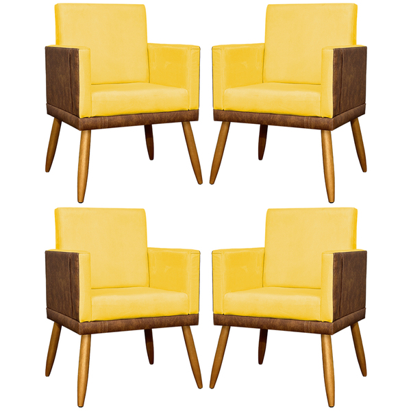 Kit 4 Poltronas Decorativa Para Sala Recepção Escritório Cons