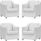 Kit 4 Poltronas Decorativa Para Sala Recepção Manicure Cadeir