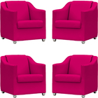 Kit 4 Poltronas Decorativa Para Sala Recepção Manicure Cadeir