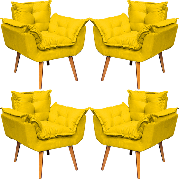 Kit 4 Poltronas Decorativa Para Sala Recepção Manicure Consul