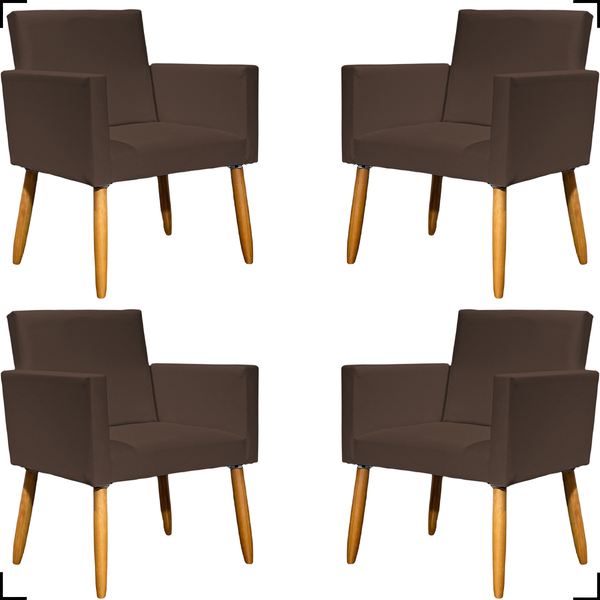 Kit 4 Poltronas Decorativa Para Sala Recepção Nina Corino Mar