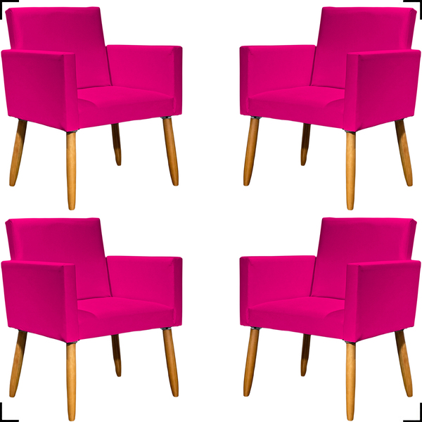 Kit 4 Poltronas Decorativa Para Sala Recepção Nina Corino Pin