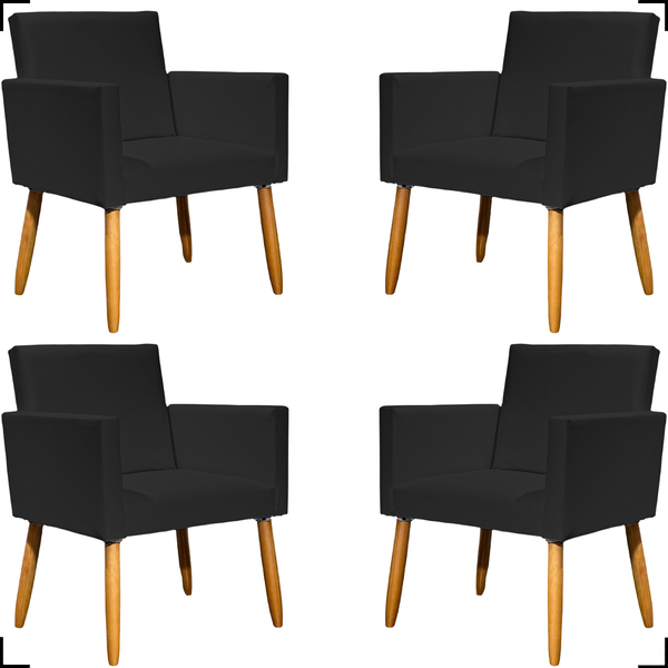 Kit 4 Poltronas Decorativa Para Sala Recepção Nina Corino Pre