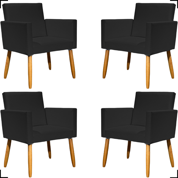 Kit 4 Poltronas Decorativa Para Sala Recepção Nina Corino Pre