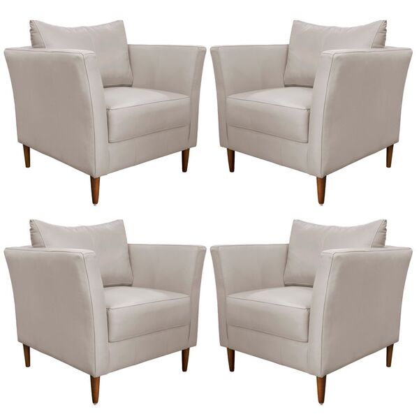 Kit 4 Poltronas Decorativa Sala De Estar Pés Palito Lubbock C