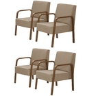 Kit 4 Poltronas Decorativas 1 Lugar Jade Braço Madeira D Sall