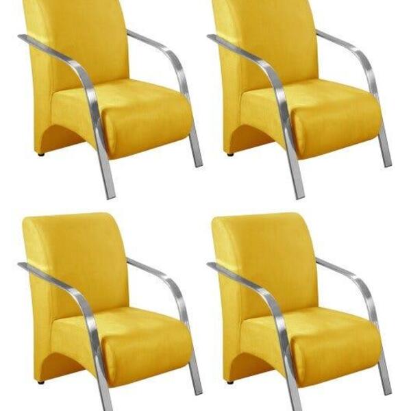 Kit 4 Poltronas Decorativas 1 Lugar Sevilha Braço Pé Alumínio