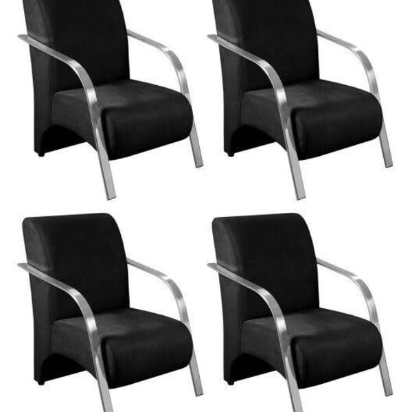 Kit 4 Poltronas Decorativas 1 Lugar Sevilha Braço Pé Alumínio
